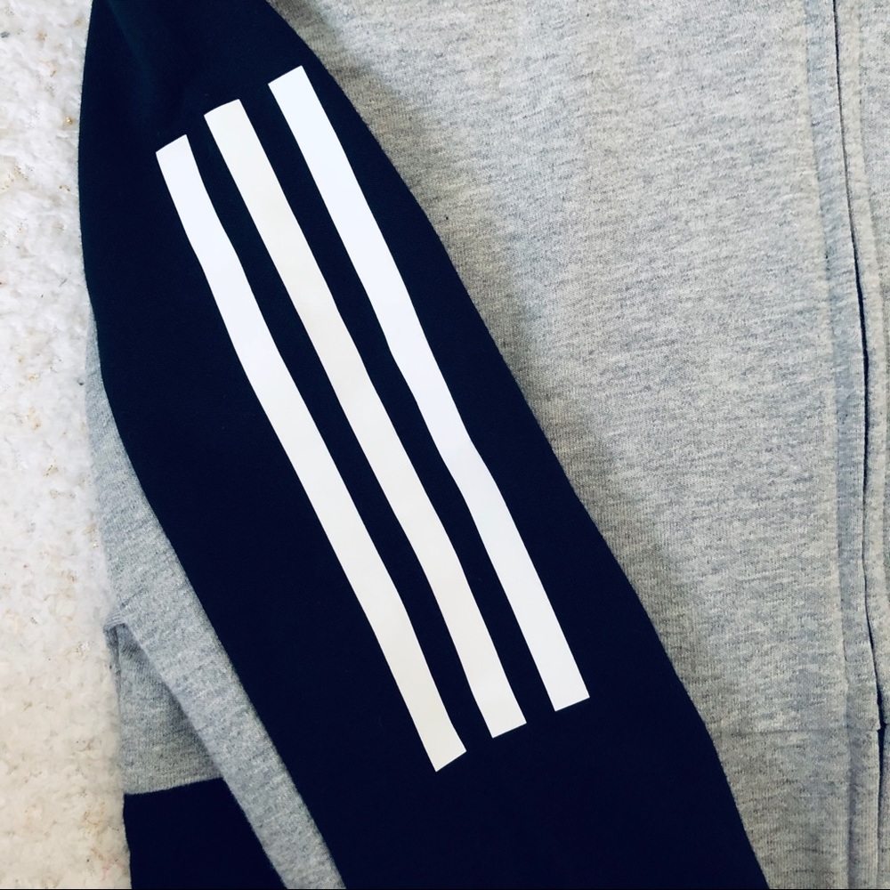 Adidas Gray Black Zip Up Hoodie Boys New Tag - Picture 5 of 8